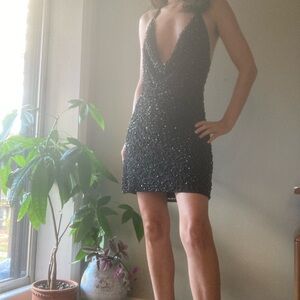 Retrofete Black Sequin Mini Dress